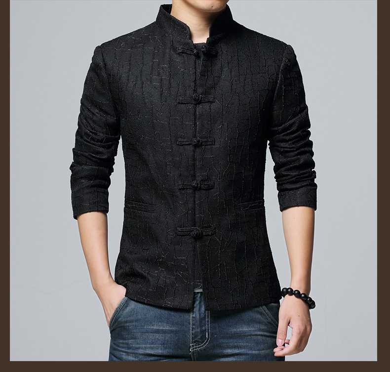 家佳樂文學(xué)盤扣立領(lǐng)修身版外套中山裝