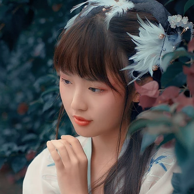 淺藍(lán)漢服小清新頭像，唯美古風(fēng)女生真人頭像