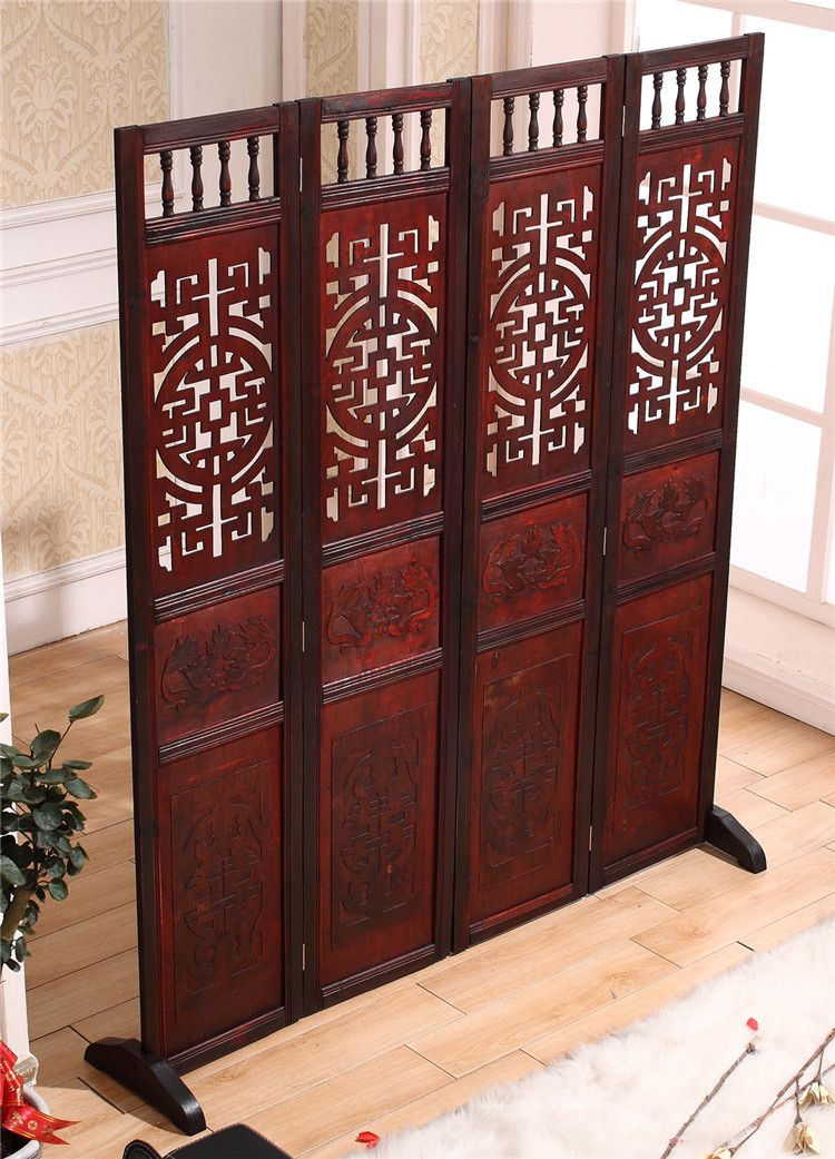 仿古實(shí)木屏風(fēng)隔斷，精美中式屏風(fēng)