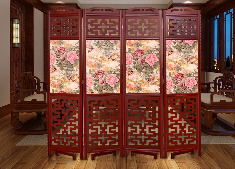 家佳樂文學實木古典屏風隔斷，中式雙面屏風