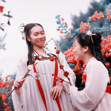 梅花樹下閨蜜頭像，唯美古風(fēng)女子真人頭像