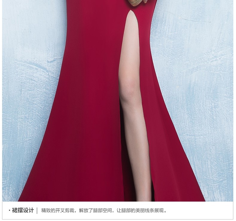 性感氣質中式禮服，唯美魚尾開叉晚禮服