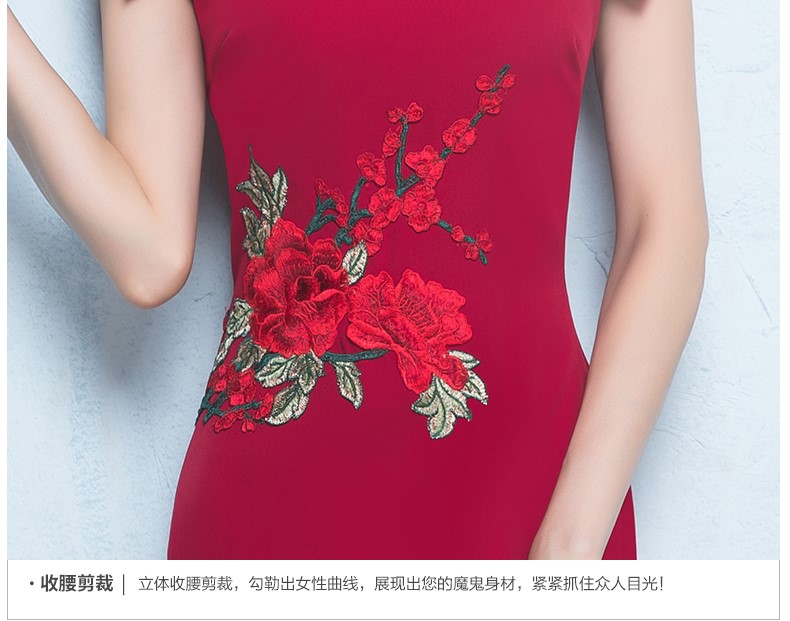 性感氣質中式禮服，唯美魚尾開叉晚禮服