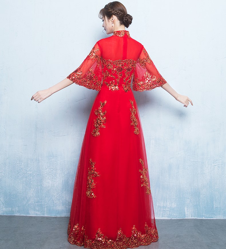 金線刺繡中式禮服，唯美浪漫晚禮服