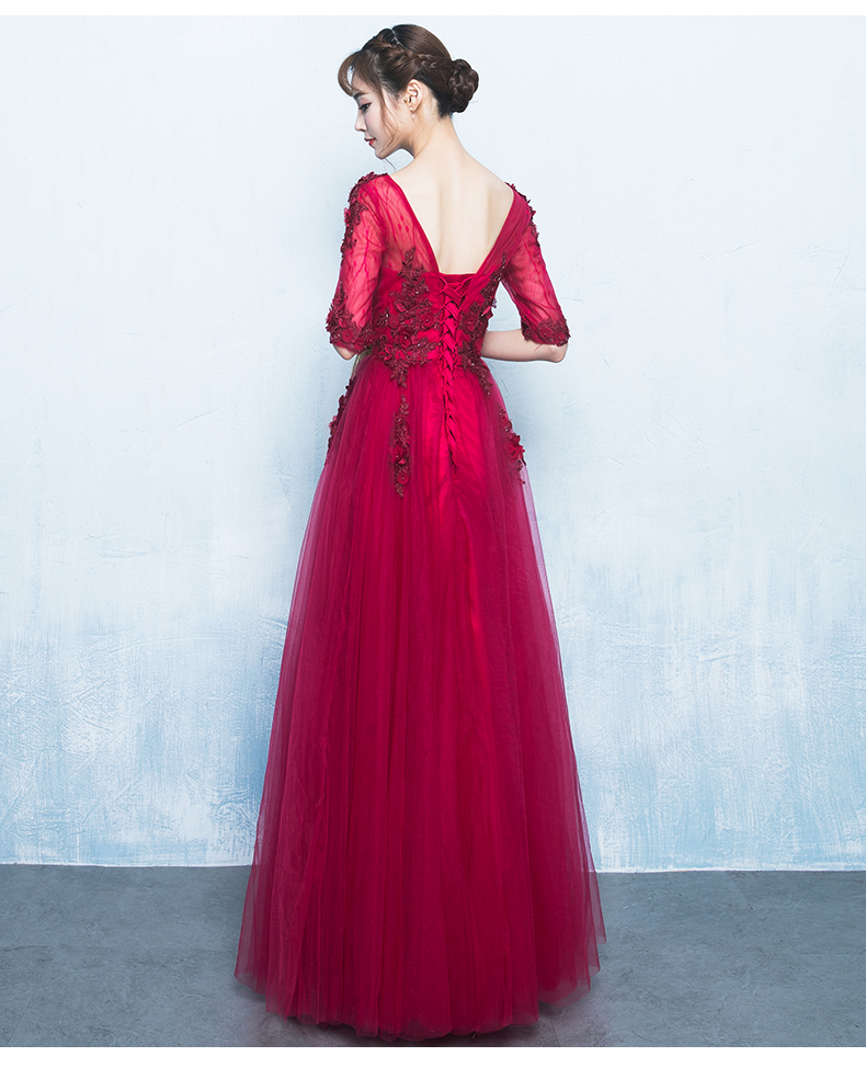 精美V領中式禮服，氣質長裙晚禮服