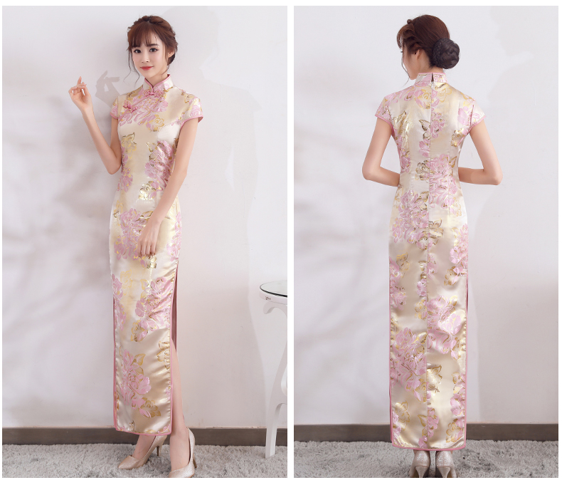 時(shí)尚優(yōu)雅少女旗袍，改良精致花紋旗袍裙