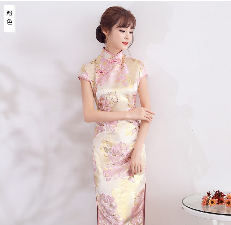 時(shí)尚優(yōu)雅少女旗袍，改良精致花紋旗袍裙