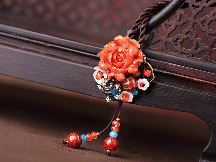 家佳樂文學(xué)立體花朵吊墜胸花，復(fù)古胸針項(xiàng)鏈飾品