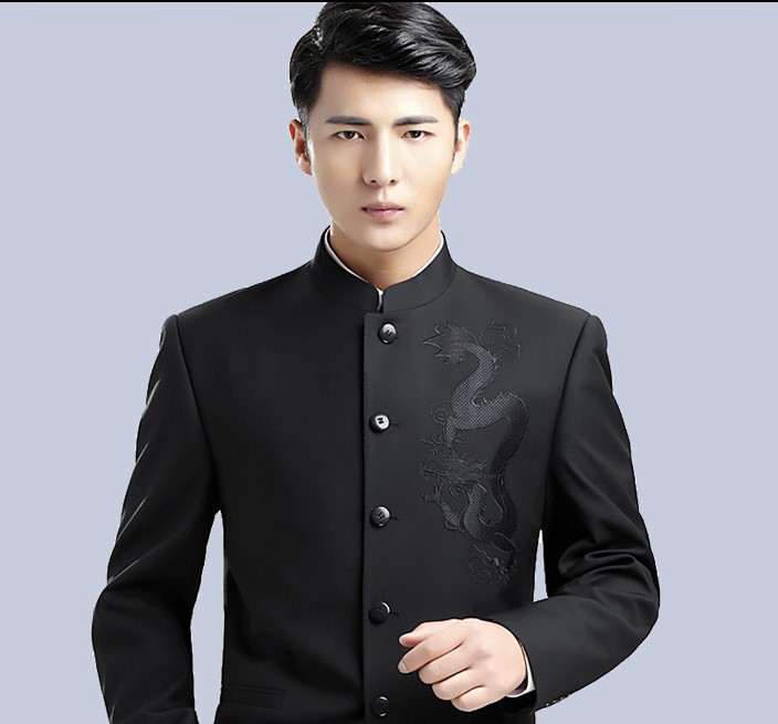 家佳樂文學(xué)休閑男士立領(lǐng)龍紋中山裝
