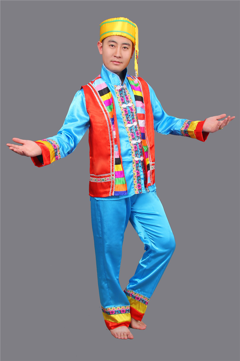壯族服裝男裝表演服，少數(shù)民族服裝