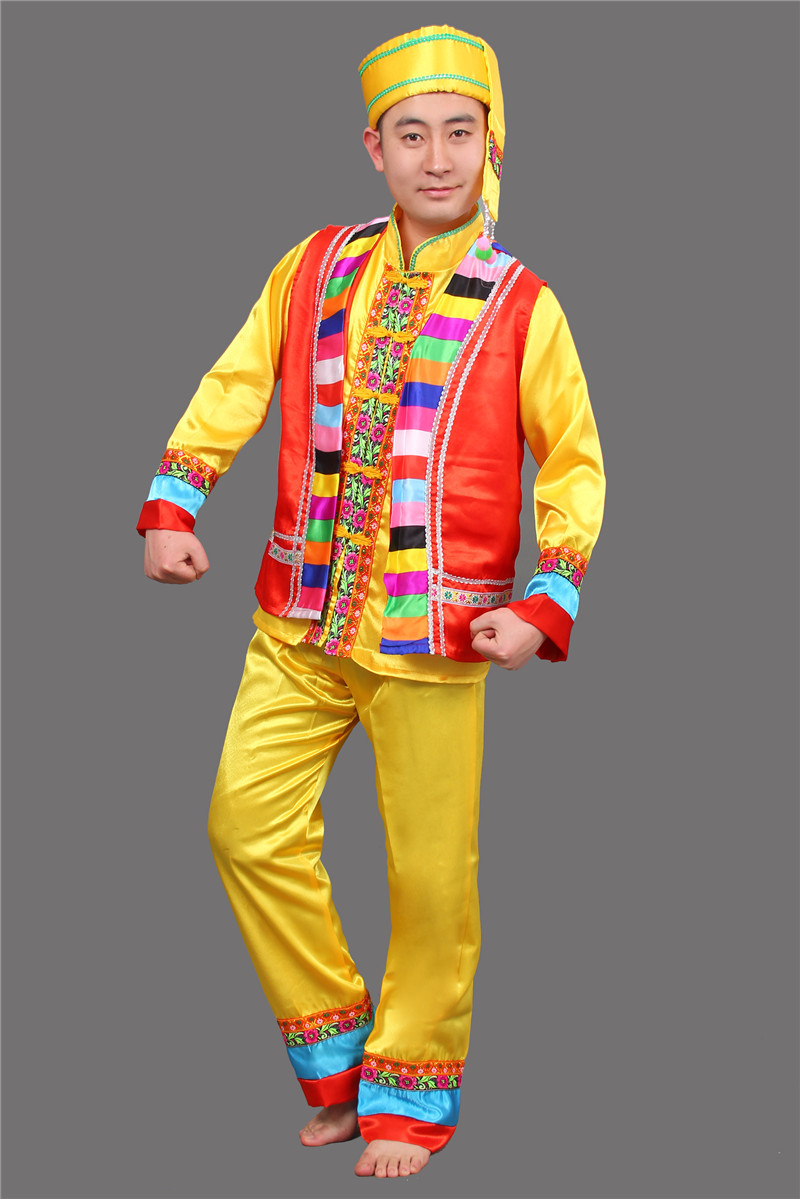 壯族服裝男裝表演服，少數(shù)民族服裝