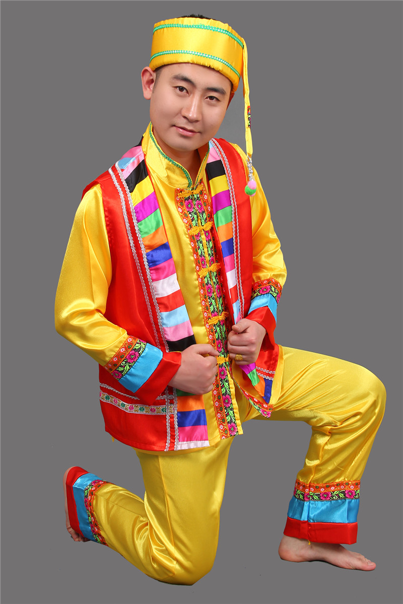 壯族服裝男裝表演服，少數(shù)民族服裝