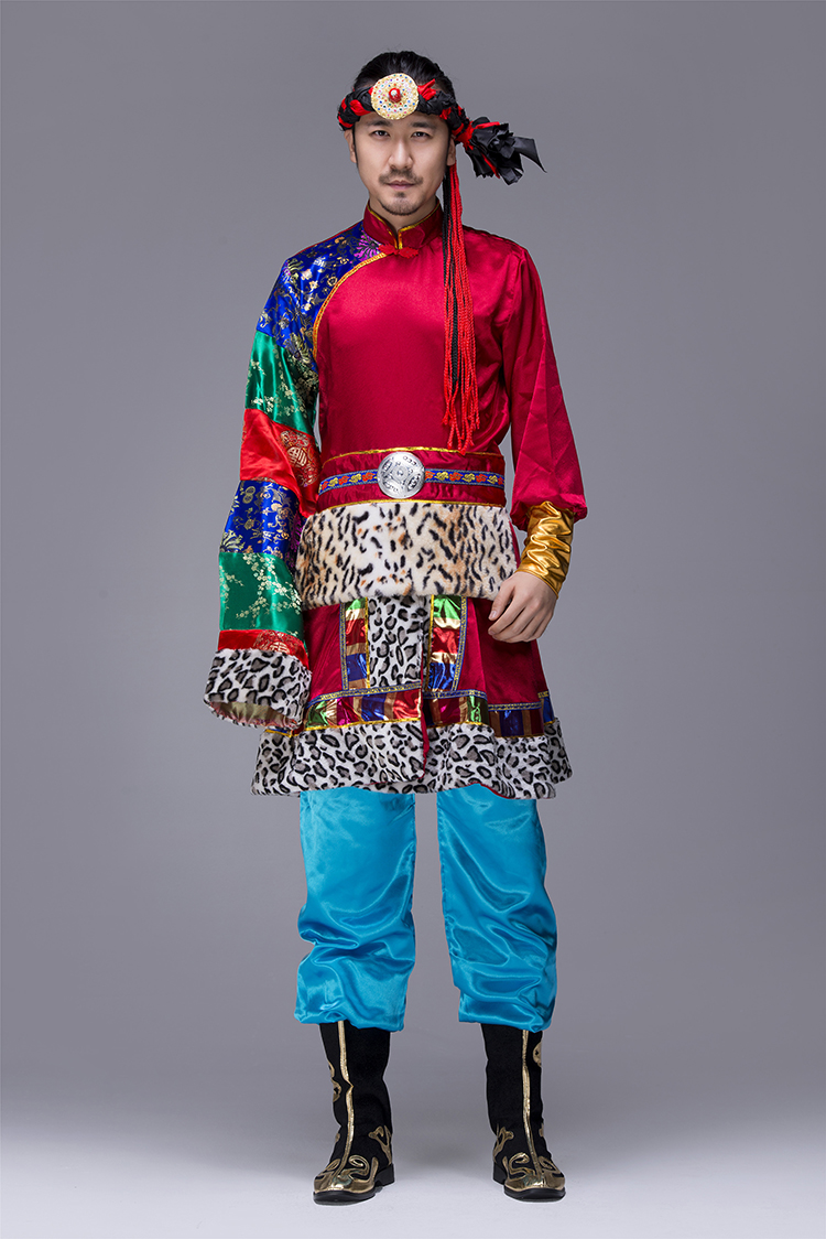 霸氣的蒙古族男裝表演服，蒙古袍少數(shù)民族服裝