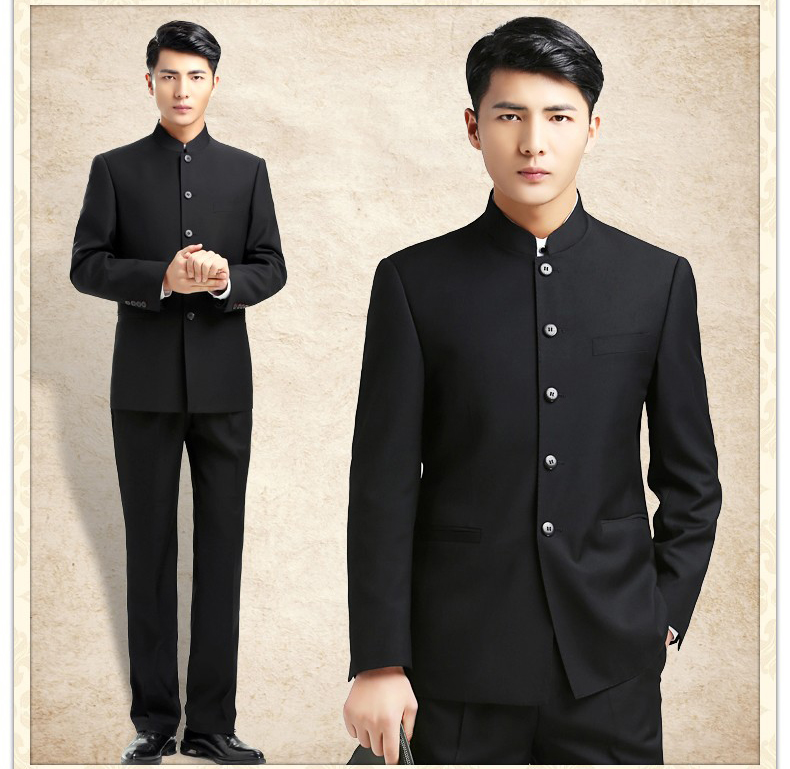時(shí)尚家佳樂文學(xué)中華立領(lǐng)男青年修身中山裝