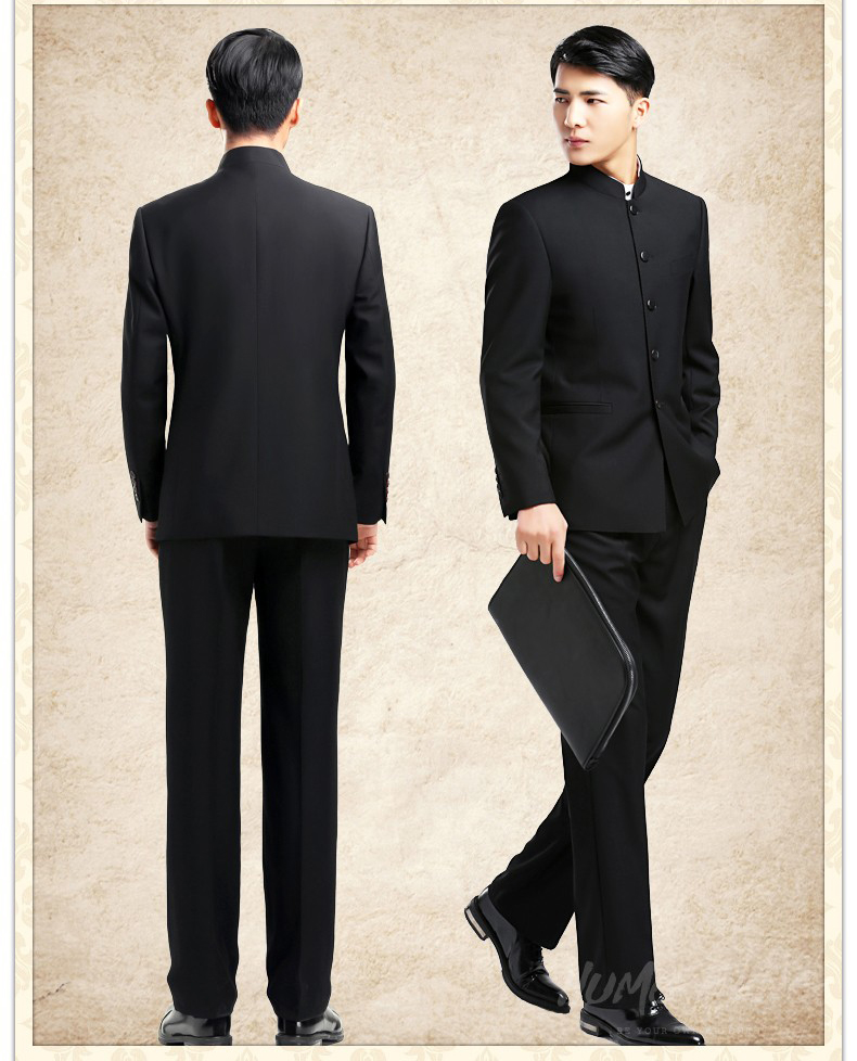 時(shí)尚家佳樂文學(xué)中華立領(lǐng)男青年修身中山裝