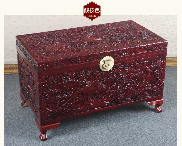 全香樟木箱子，實木中式仿古雕木箱子