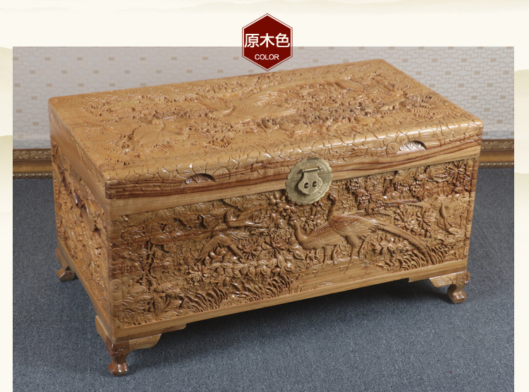 全香樟木箱子，實木中式仿古雕木箱子