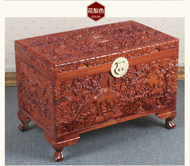全香樟木箱子，實木中式仿古雕木箱子