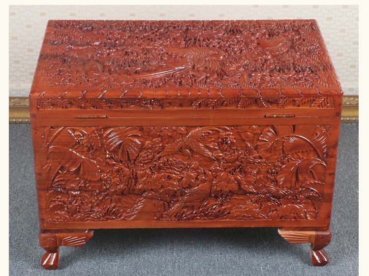 全香樟木箱子，實木中式仿古雕木箱子