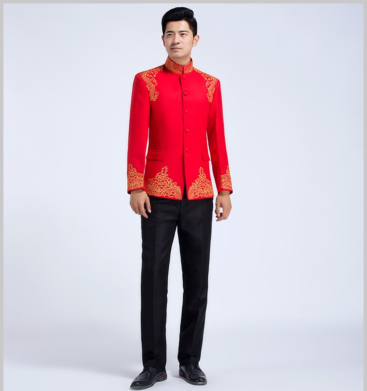 四季中式立領(lǐng)主持禮服，男士改良中山裝