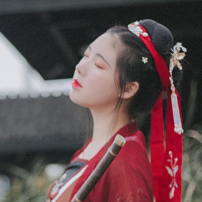 紅衣少女頭像，唯美古風女子真人頭像