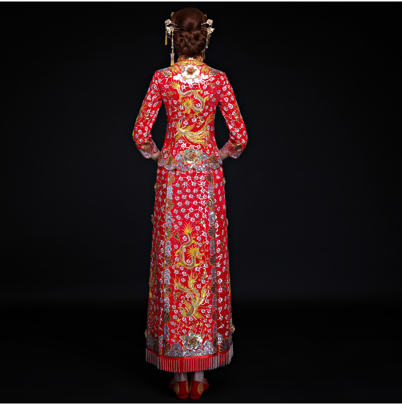 復(fù)古傳統(tǒng)中式禮服，時(shí)尚家佳樂(lè)文學(xué)新娘禮服