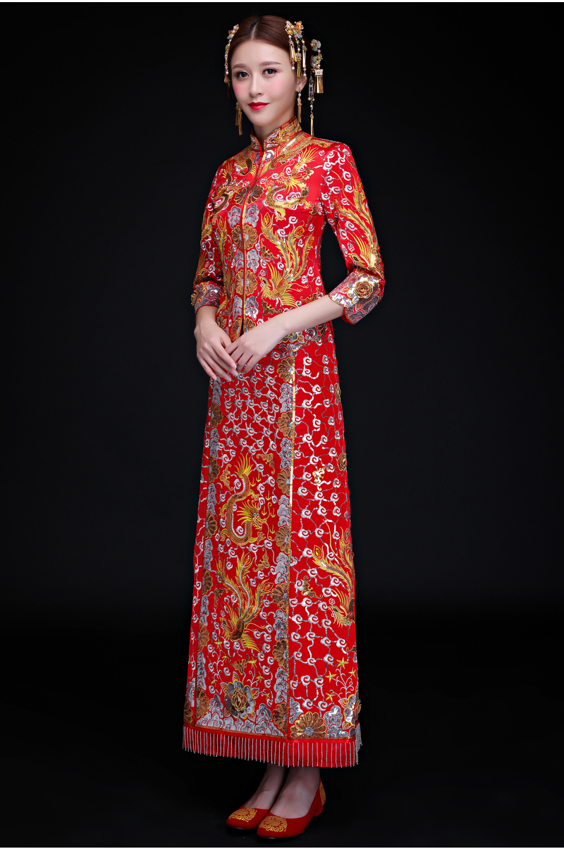 復(fù)古傳統(tǒng)中式禮服，時(shí)尚家佳樂(lè)文學(xué)新娘禮服