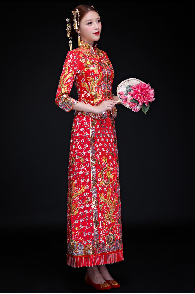 復(fù)古傳統(tǒng)中式禮服，時(shí)尚家佳樂(lè)文學(xué)新娘禮服