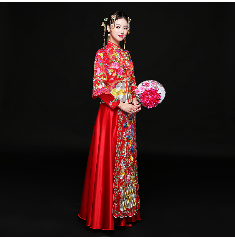 古典秀禾服中式禮服，時(shí)尚家佳樂文學(xué)新娘禮服