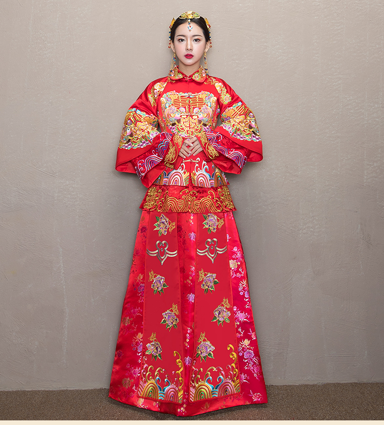 精致優(yōu)雅中式禮服，時(shí)尚家佳樂(lè)文學(xué)新娘禮服