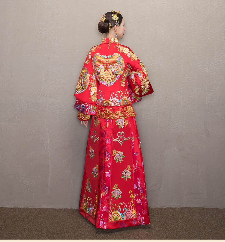 精致優(yōu)雅中式禮服，時(shí)尚家佳樂(lè)文學(xué)新娘禮服