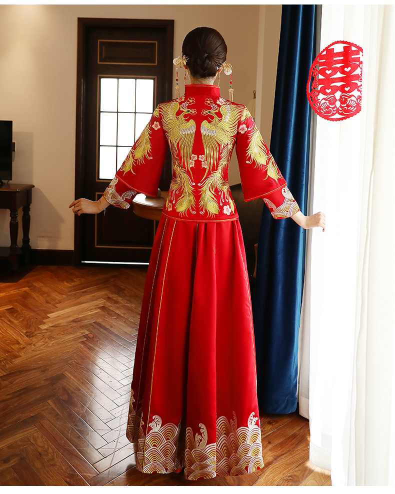 古典獨特刺繡新娘禮服，結(jié)婚中式禮服