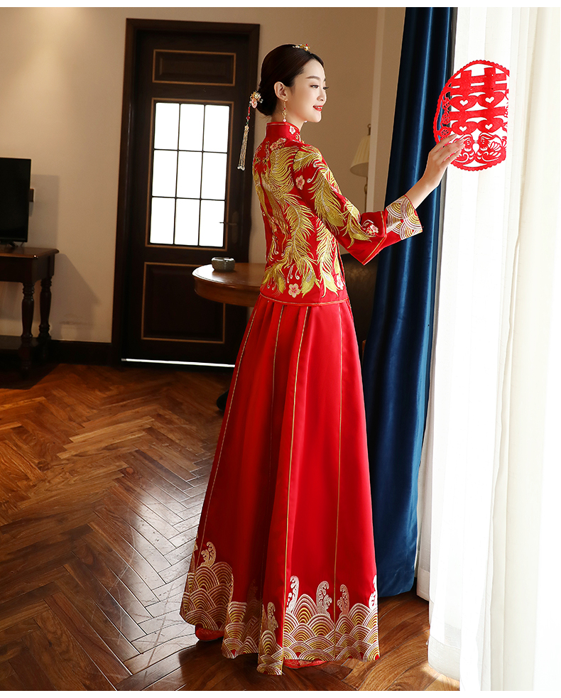 古典獨特刺繡新娘禮服，結(jié)婚中式禮服