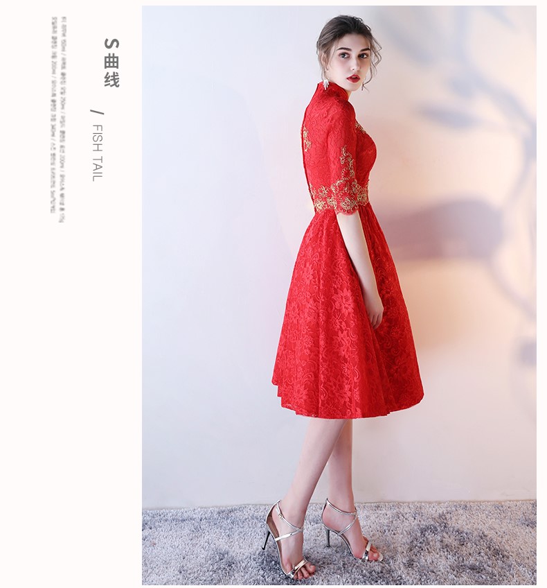 性感優(yōu)雅中式禮服，復(fù)古浪漫蕾絲晚禮服