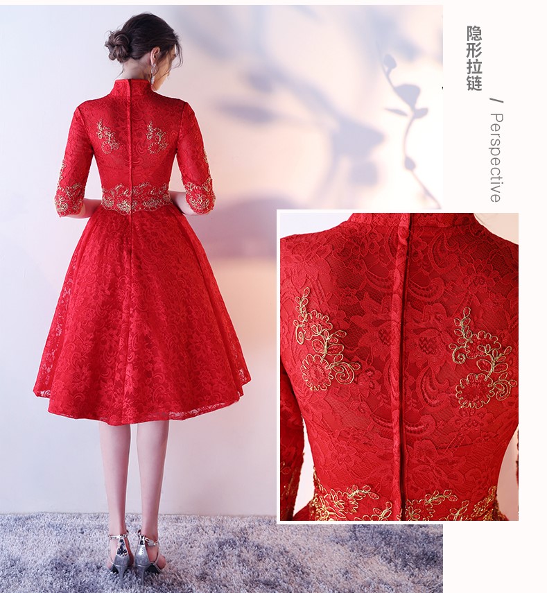 性感優(yōu)雅中式禮服，復(fù)古浪漫蕾絲晚禮服