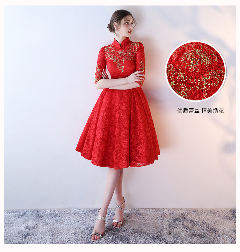 性感優(yōu)雅中式禮服，復(fù)古浪漫蕾絲晚禮服