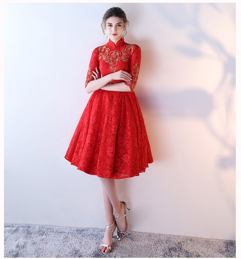 性感優(yōu)雅中式禮服，復(fù)古浪漫蕾絲晚禮服