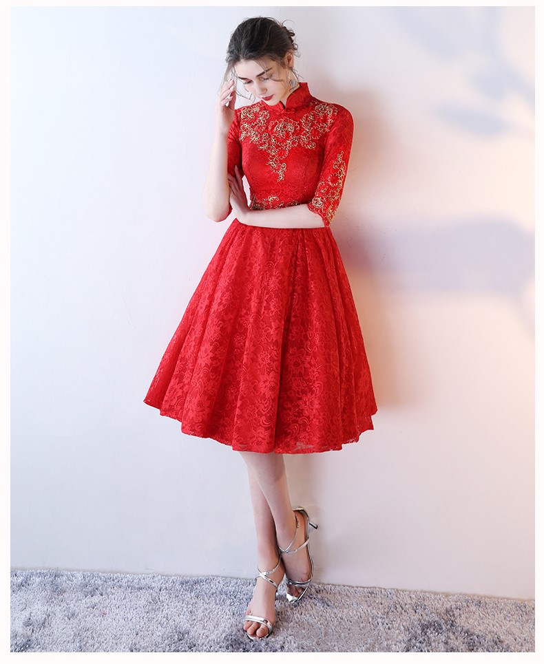 性感優(yōu)雅中式禮服，復(fù)古浪漫蕾絲晚禮服