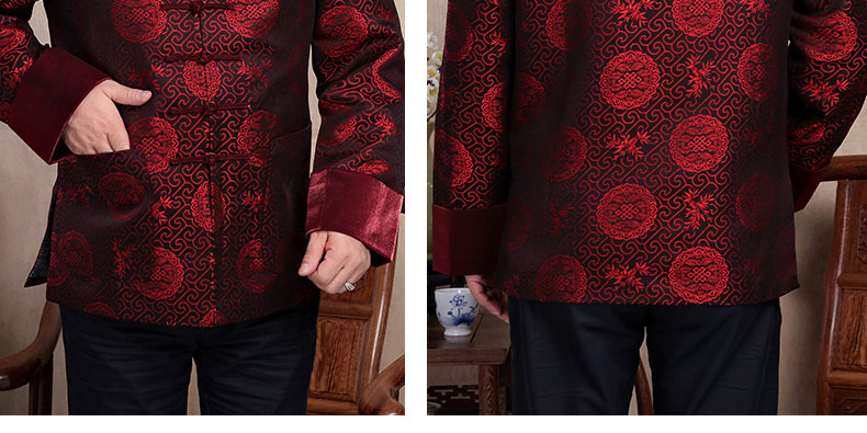 復古花紋手工盤扣中老年男士唐裝