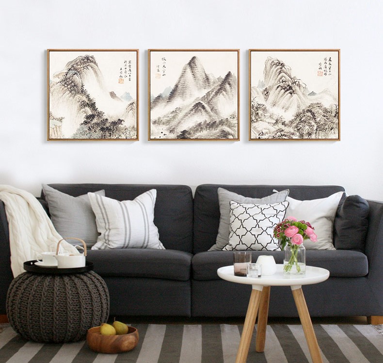 十款家佳樂文學(xué)裝飾畫，新中式中國(guó)水墨客廳掛畫