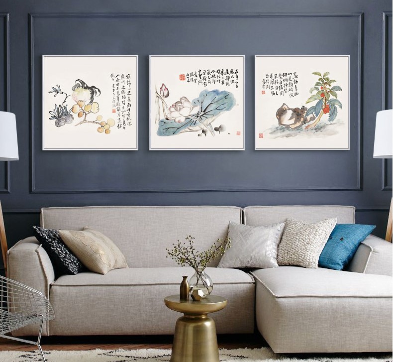 十款家佳樂文學(xué)裝飾畫，新中式中國(guó)水墨客廳掛畫