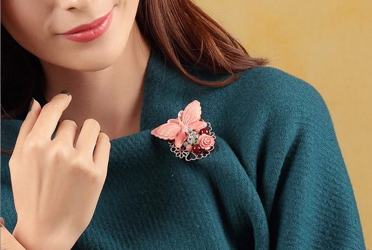 蝶舞家佳樂文學古典胸針，古風毛衣胸花