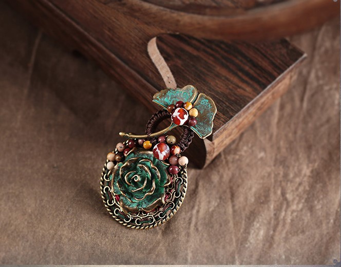 葉痕復(fù)古文藝胸針，民族風(fēng)風(fēng)胸花飾品