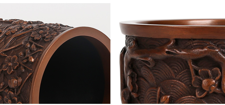 仿古梅花紋筆筒，文房四寶擺件