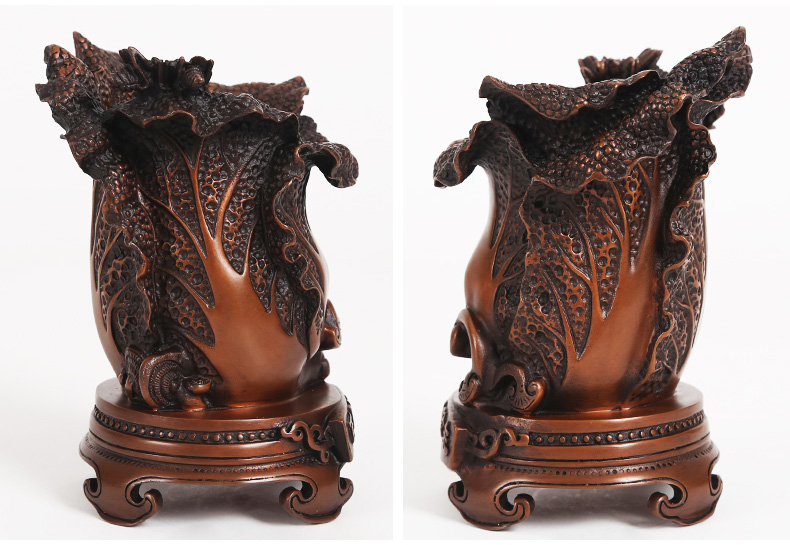 仿古百財(cái)聚來筆筒，招財(cái)文房四寶擺件