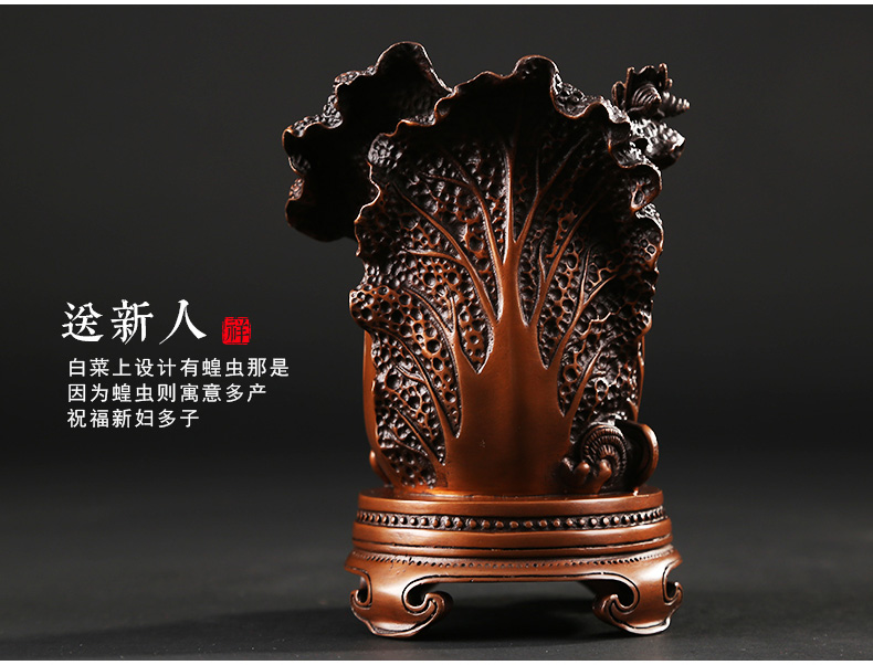 仿古百財(cái)聚來筆筒，招財(cái)文房四寶擺件