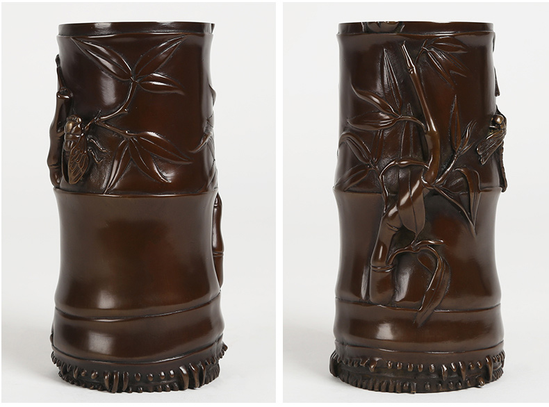 仿古知足常樂高潔筆筒，文房四寶擺件