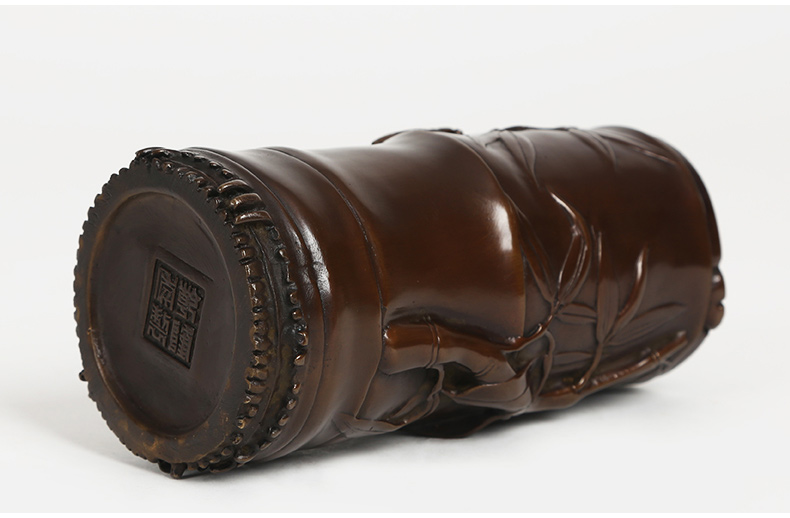 仿古知足常樂高潔筆筒，文房四寶擺件