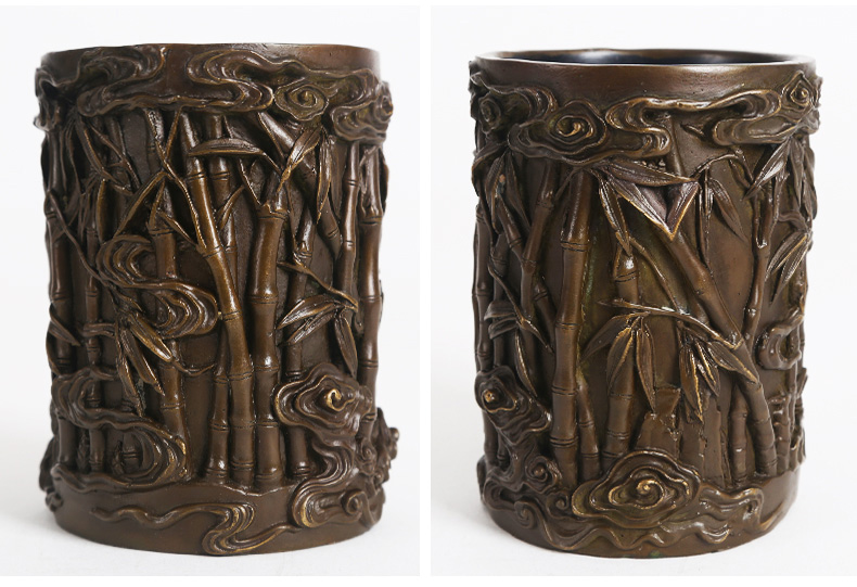 仿古步步高筆筒，文房四寶擺件