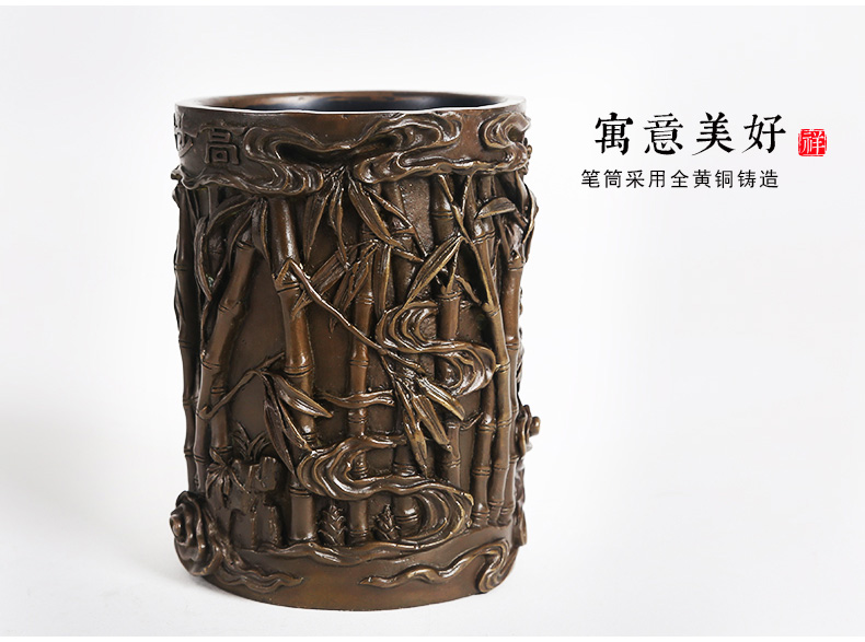 仿古步步高筆筒，文房四寶擺件